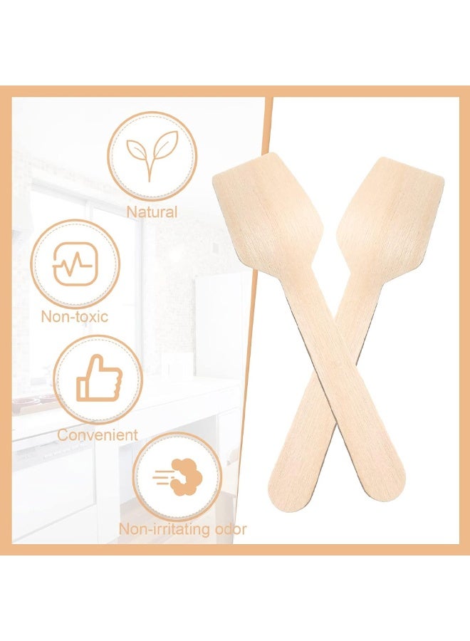 30 Pack Eco Friendly Mini Wooden Tasting Spoons, 3.75" Natural wood Disposable Spoon, Square End Sampling Spoons for Ice Cream, Yogurt, Desserts & Catering Events - Image 3